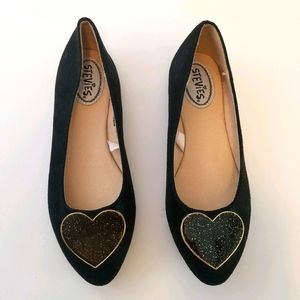 Stevies black flats (little girl) size 2